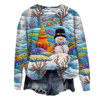 Plus Size, Women's Oversized Christmas Sweater T-Shirt - 3D Snow Pine Tree Print Beige & Winter Pullover, Cozy Casual All-Season Sweater Vest Top, Machine Washable Holiday Party Outfit (Large Size)