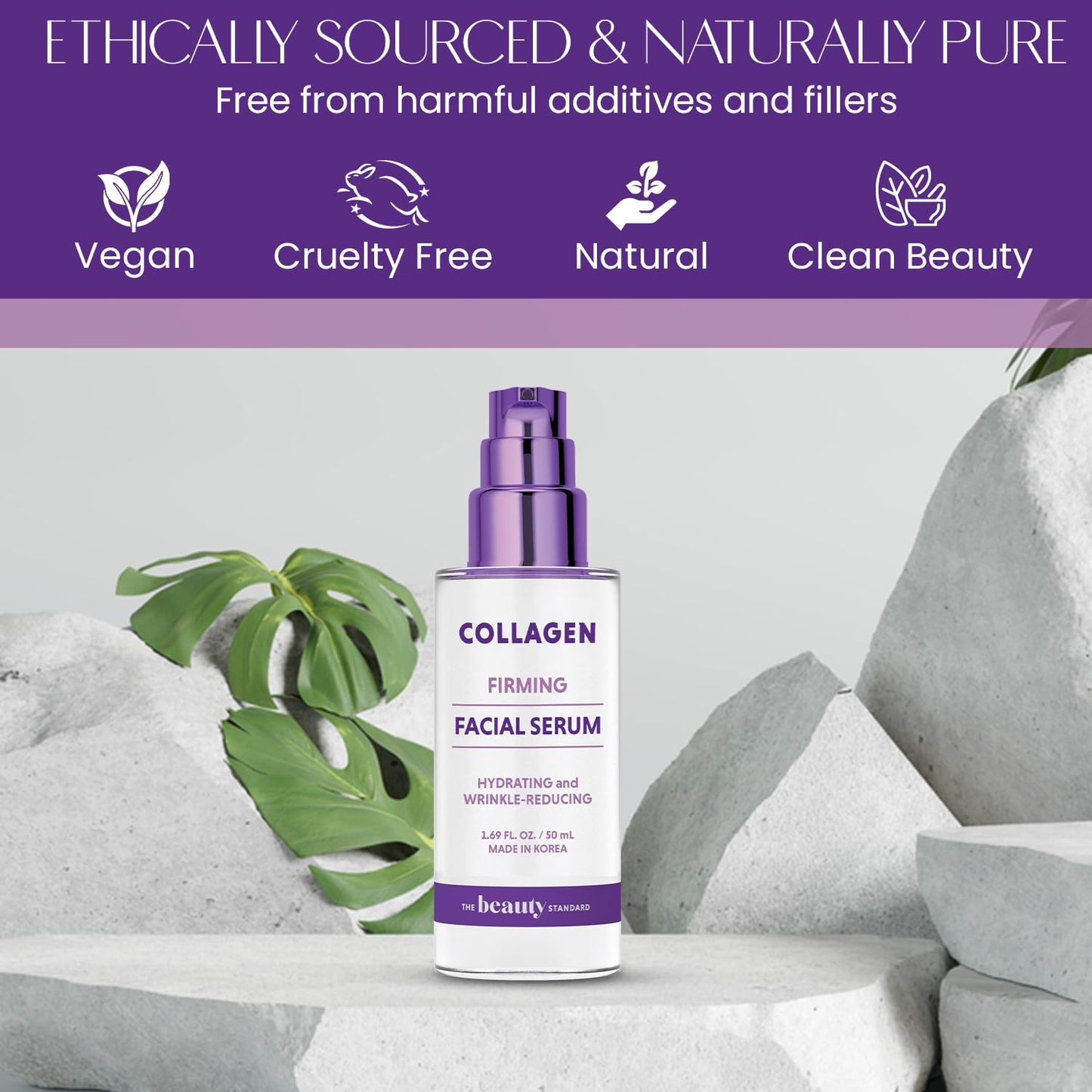 Collagen Face Serum - Dermatologist Tested, Anti-Aging, Skin Tightening, Hydrating - Clean Beauty, Cruelty-Free Korean Skin Care for All Skin Types - 1.69 Fl. Oz