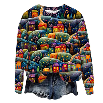 Plus Size, Women's Oversized Christmas Sweater T-Shirt - 3D Snow Pine Tree Print Beige & Winter Pullover, Cozy Casual All-Season Sweater Vest Top, Machine Washable Holiday Party Outfit (Large Size)