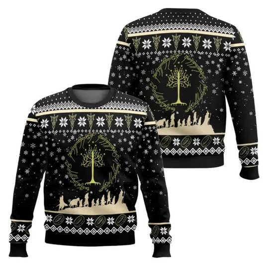 Lord of The Ring Xmas Ugly Merry Christmas New Cartoon Men's and Women's Fashion Christmas Gift Sweater Ugly Christmas Sweater