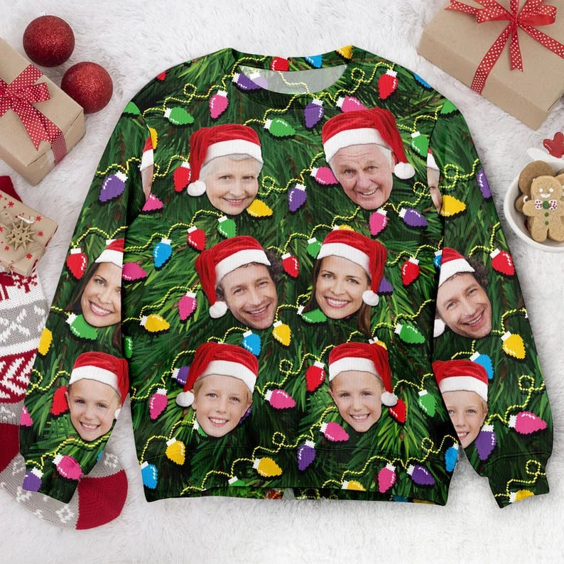2025 New Custom Photos Graphic Sweatshirt Customize Picture Ugly Christmas Sweater Diy Personalized Face Image Pullover Sweaters