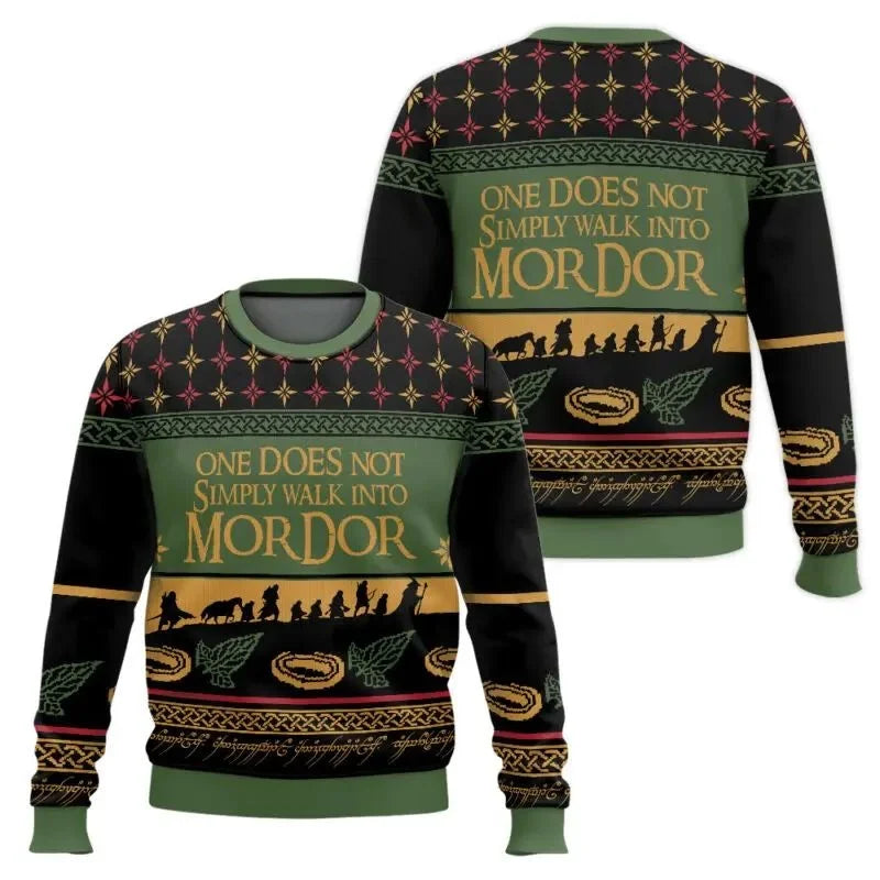 Lord of The Ring Xmas Ugly Merry Christmas New Cartoon Men's and Women's Fashion Christmas Gift Sweater Ugly Christmas Sweater