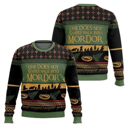 Lord of The Ring Xmas Ugly Merry Christmas New Cartoon Men's and Women's Fashion Christmas Gift Sweater Ugly Christmas Sweater