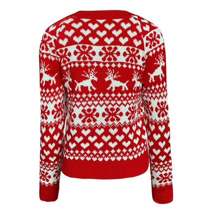 2025 New Year's Knitting Clothes Women Christmas Sweater Snowflak Print Full Sleeve Knitwear Warm Soft Pullover Jacquard Jumpers