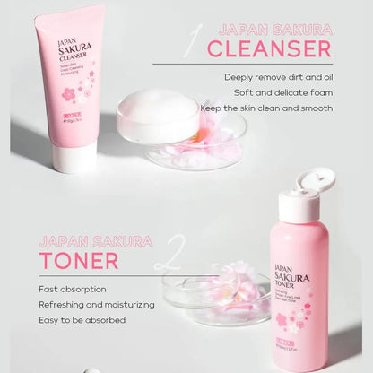 6PCs Sakura Skin Care Sets & Kits With Cleanser,Serum,Eye Cream,Sunscreen Cream Beauty Products For Women Gift Sets Routine Kit
