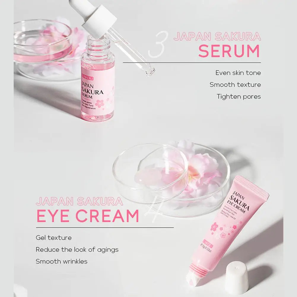 6PCs Sakura Skin Care Sets & Kits With Cleanser,Serum,Eye Cream,Sunscreen Cream Beauty Products For Women Gift Sets Routine Kit