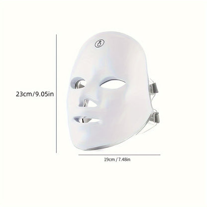 7-Color LED Facial Mask - Rechargeable USB Beauty Device for Home Use, Fragrance-Free, 400mAh Battery, White Design with Strap & Button Controls, Perfect Holiday Gift for Women, Skincare Routine | Neutral Color | Ergonomic Co